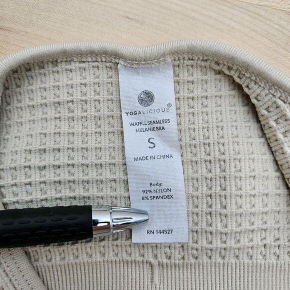 Yogalicious Melanie Seamless Waffle Longline Bra Beige Workout Women's S Small - Picture 3 of 3